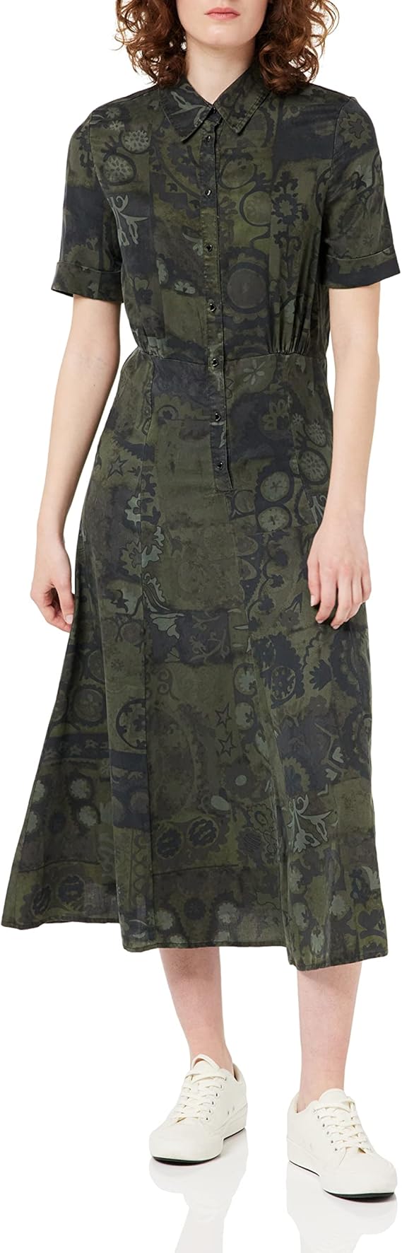 Desigual Women's long dress with short sleeves, green