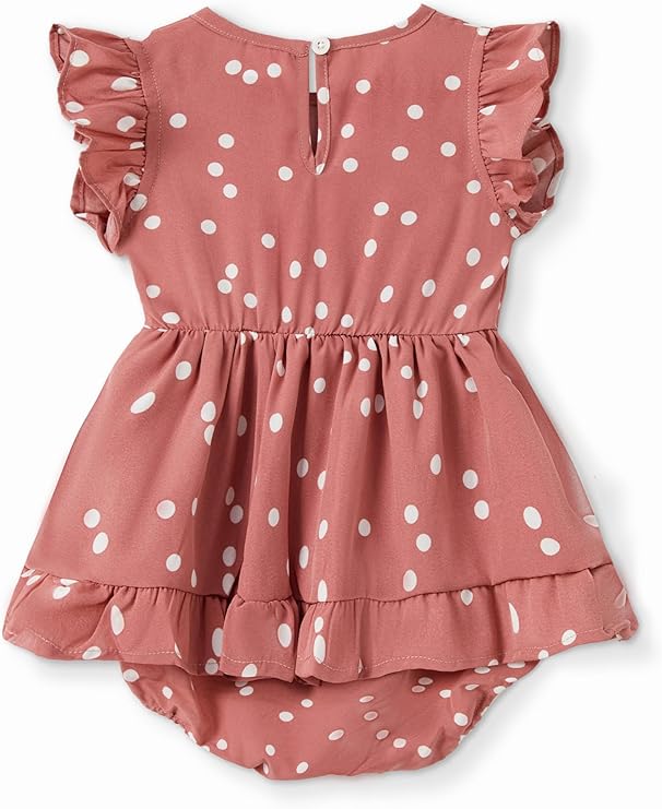 PatPat short-sleeved baby dress, pink with dots