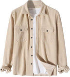 Мъжка кадифена риза с дълъг ръкав ZAFUL, бежова