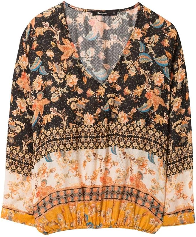 DESIGUAL Дамска елегантна блуза 7/8 ръкав, разноцветна