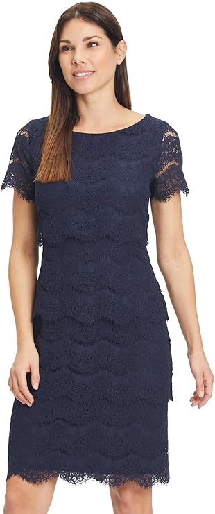 Vera Mont Women's evening dress with lace, dark blue