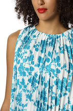 Apart Women's flared pleated dress, white with print