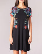 Desigual Women's knitted dress, black with floral motifs