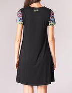 Desigual Women's knitted dress, black with floral motifs