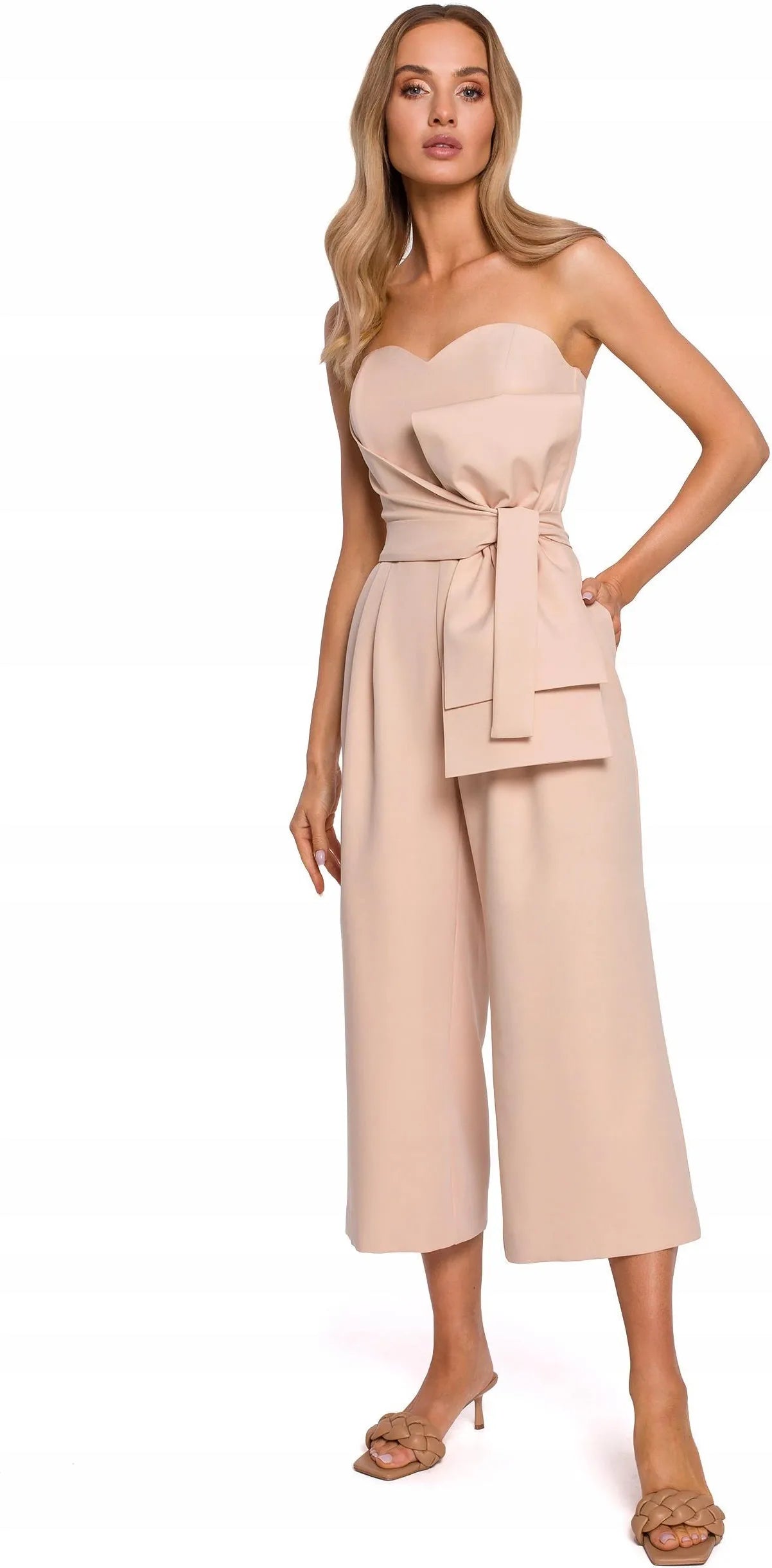 Made of Emotion Women's elegant jumpsuit with corset, nude color