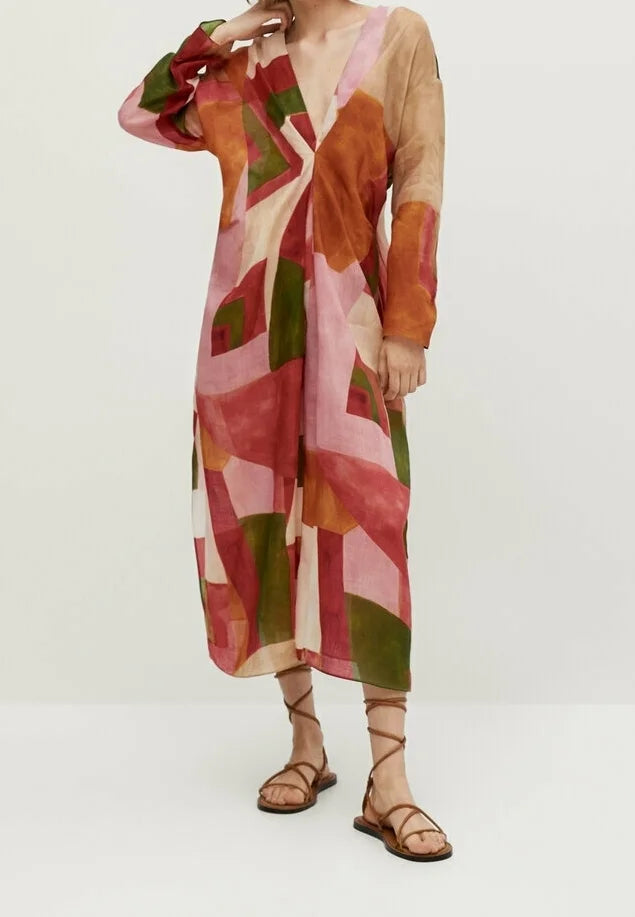 FCZZ Women's Kimono Maxi Dress, Multicolored