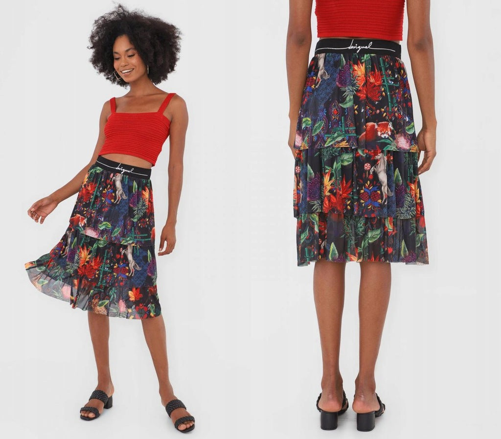 Desigual Women's knitted skirt, floral print