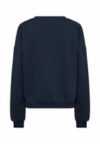 Дамска памучна блуза с принт сърце, тъмносиня