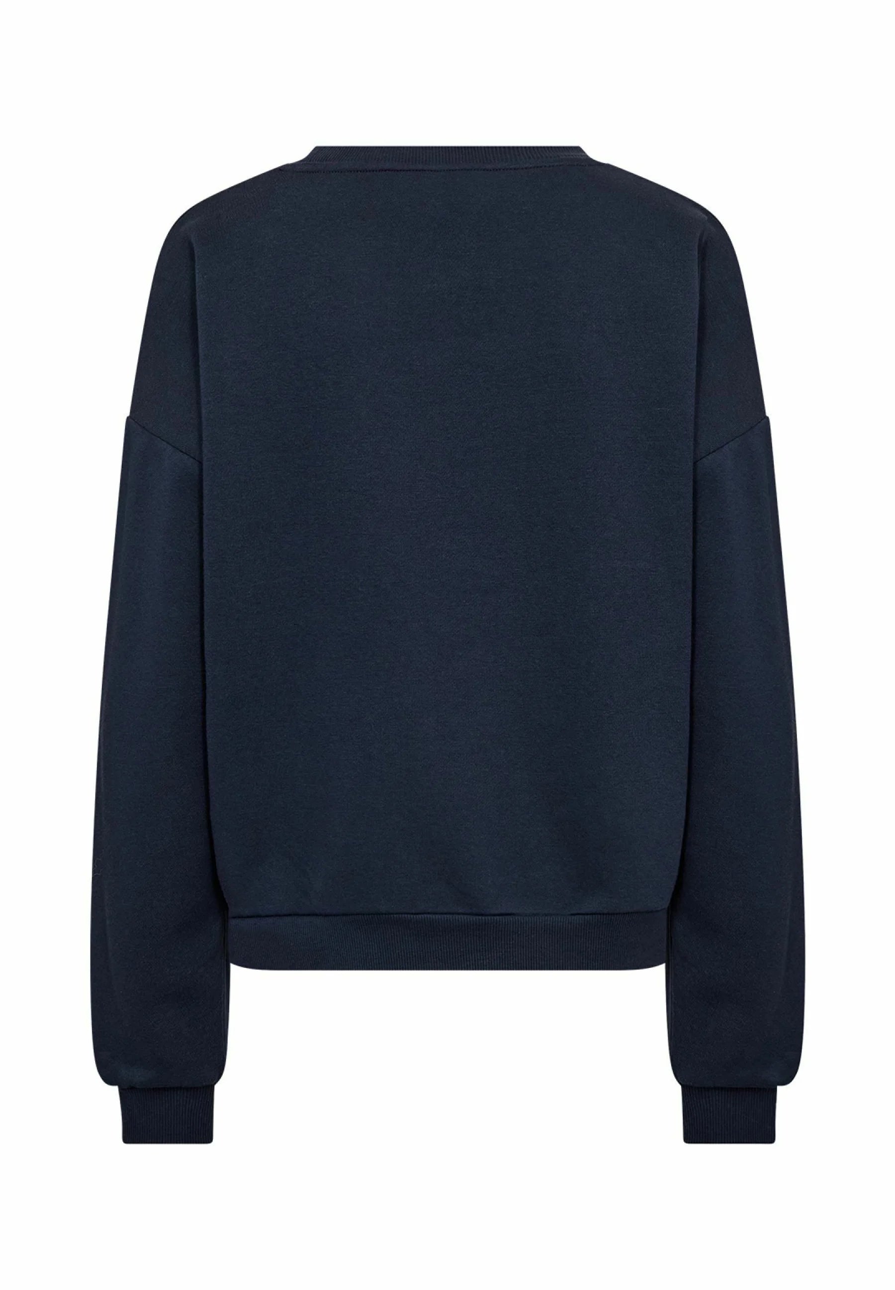 Дамска памучна блуза с принт сърце, тъмносиня