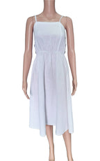 Women's linen dress with straps in white, collection 2025