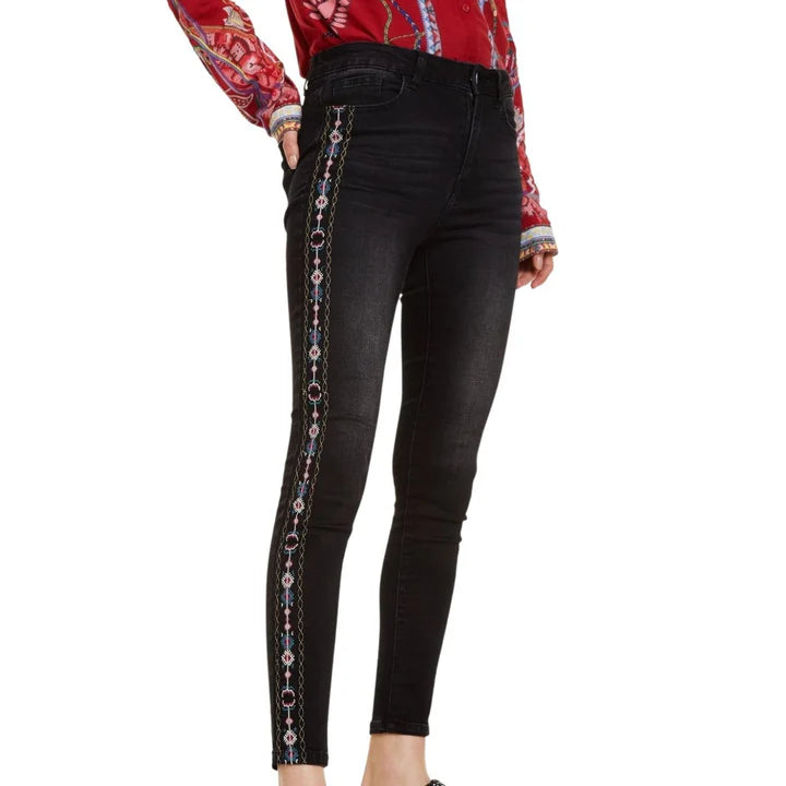 Desigual Olimpia Women's jeans with embroidery, black