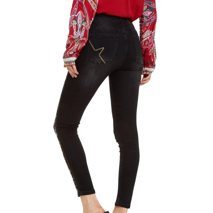 Desigual Olimpia Women's jeans with embroidery, black