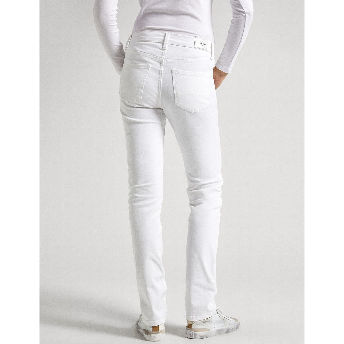 Women's cotton jeans PEPE JEANS slim leg, white 