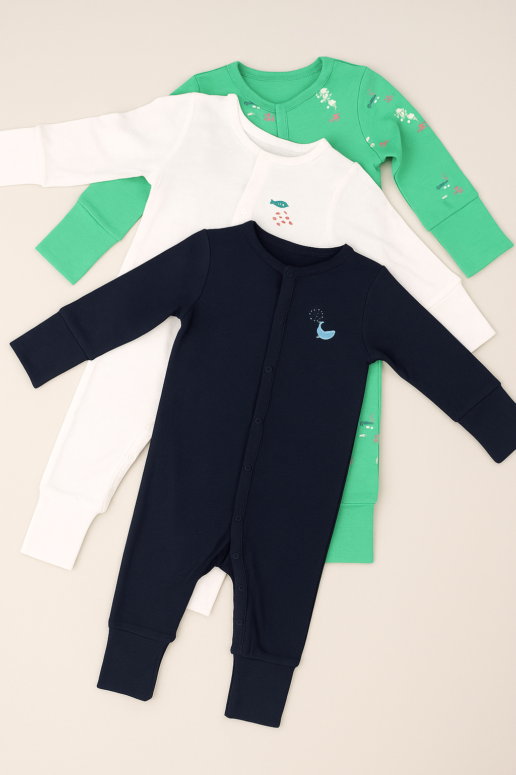 Set of 2 children's long-sleeved T-shirts, blue 