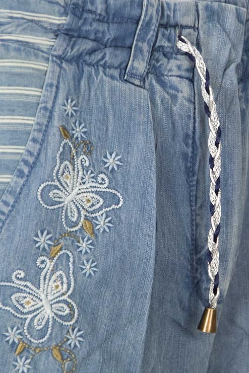 Desigual Women's trousers with embroidery, blue