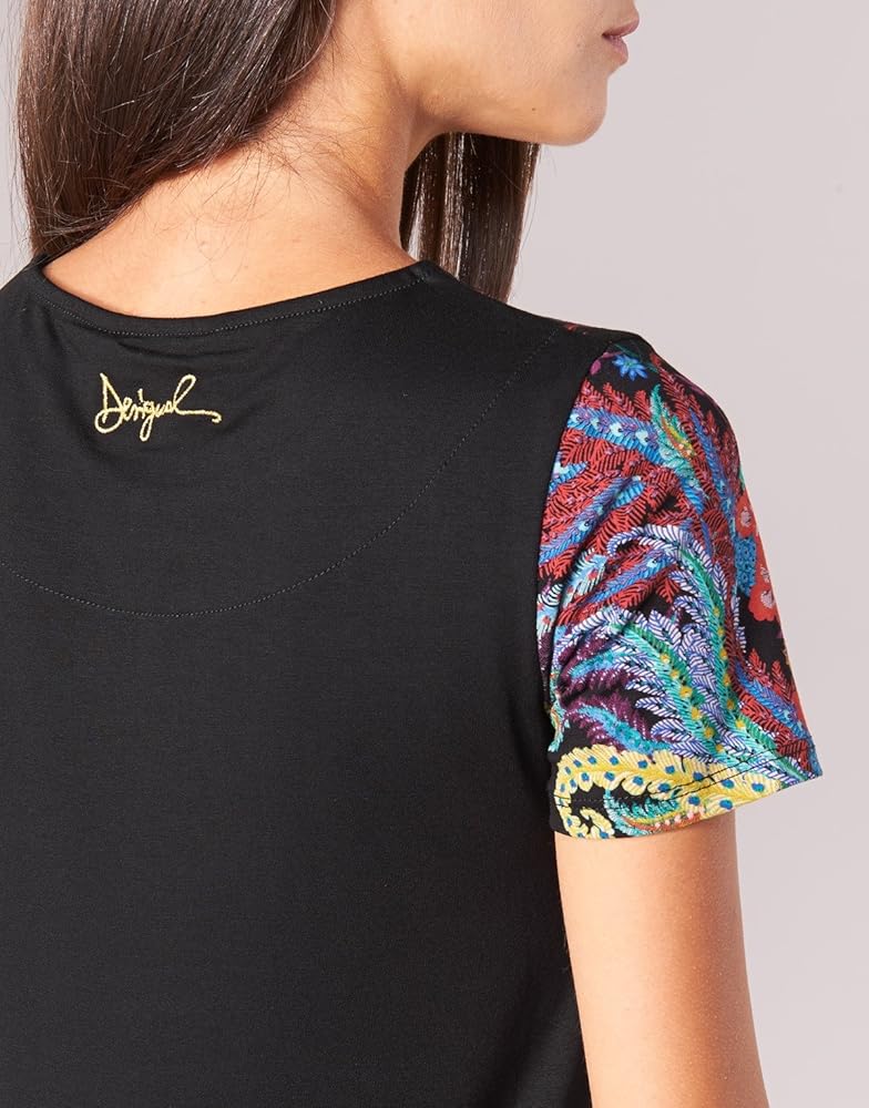 Desigual Women's knitted dress, black with floral motifs