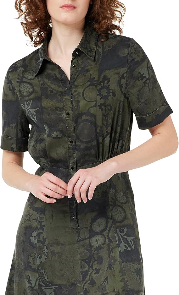 Desigual Women's long dress with short sleeves, green