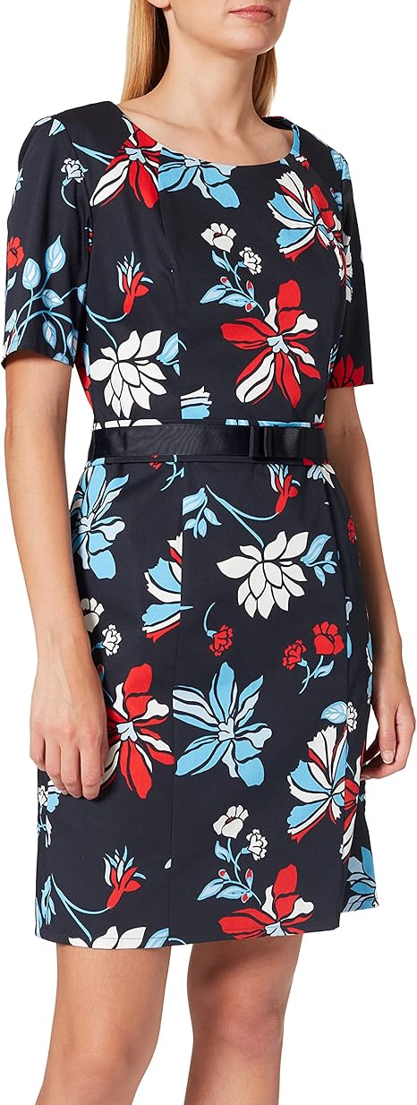Betty Barclay Women's cotton dress, dark blue with floral print