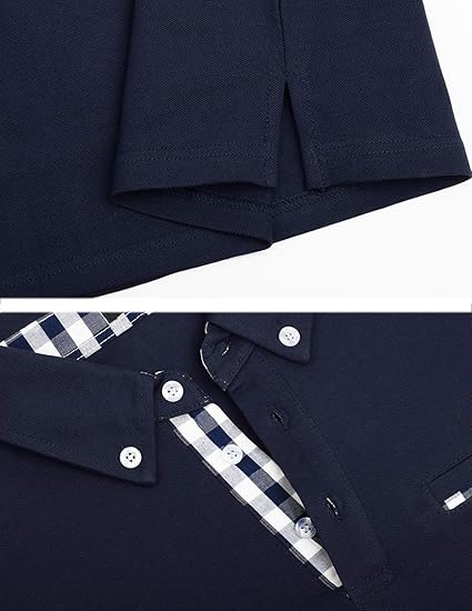 Men's long-sleeved polo shirt with checkered collar STTLZMC