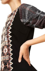 Women's short elastic dress Desigual, black with floral motifs