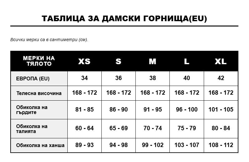 Таблица с размери