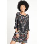 Desigual Women's elegant dress Clementine, black with floral motifs