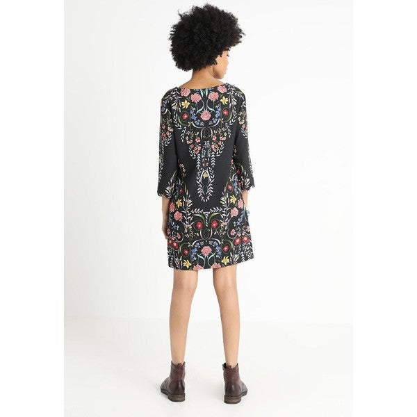 Desigual Women's elegant dress Clementine, black with floral motifs