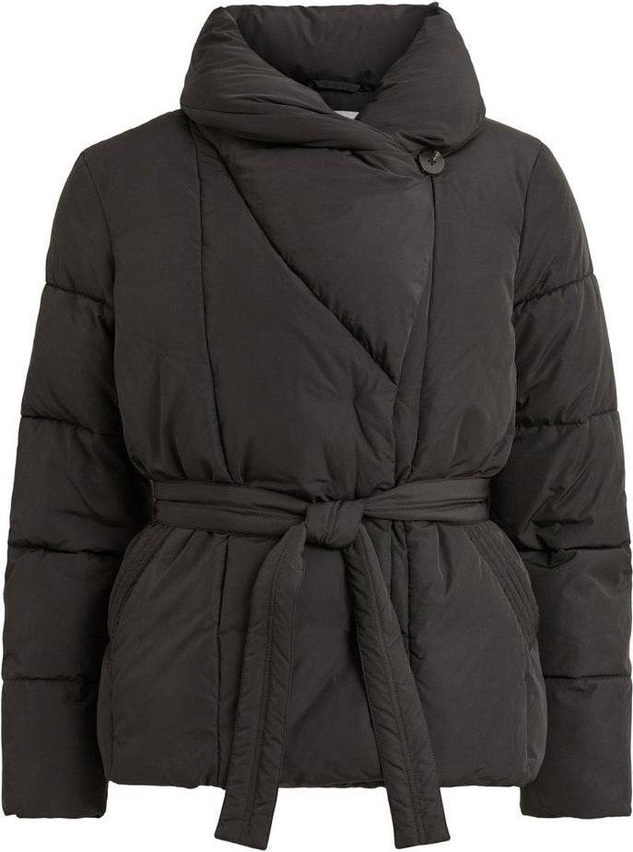 Vila, Women's padded winter jacket with belt, black