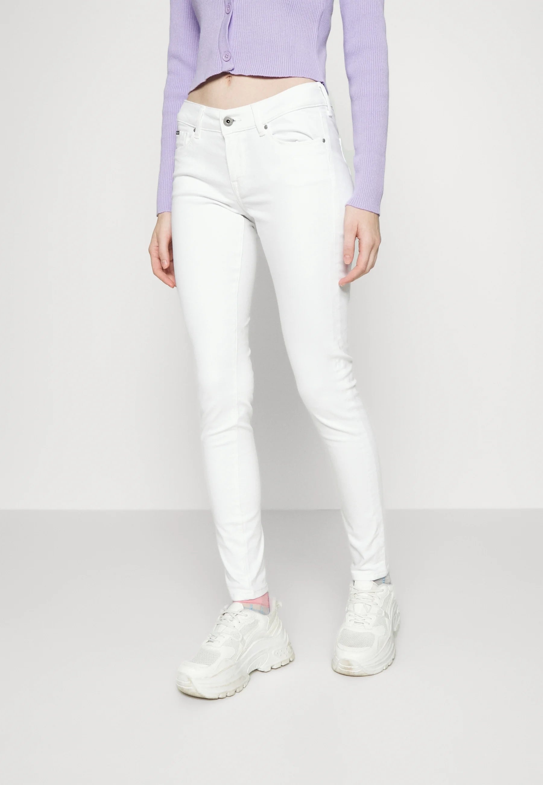 Women's cotton jeans PEPE JEANS slim leg, white 