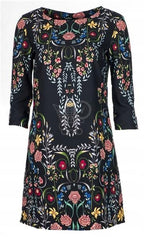 Desigual Women's elegant dress Clementine, black with floral motifs
