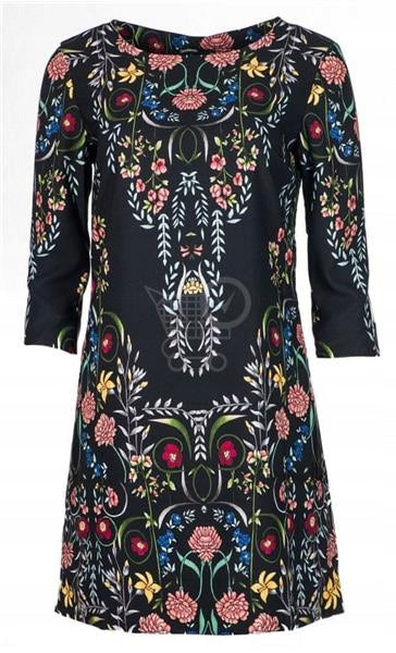 Desigual Women's elegant dress Clementine, black with floral motifs