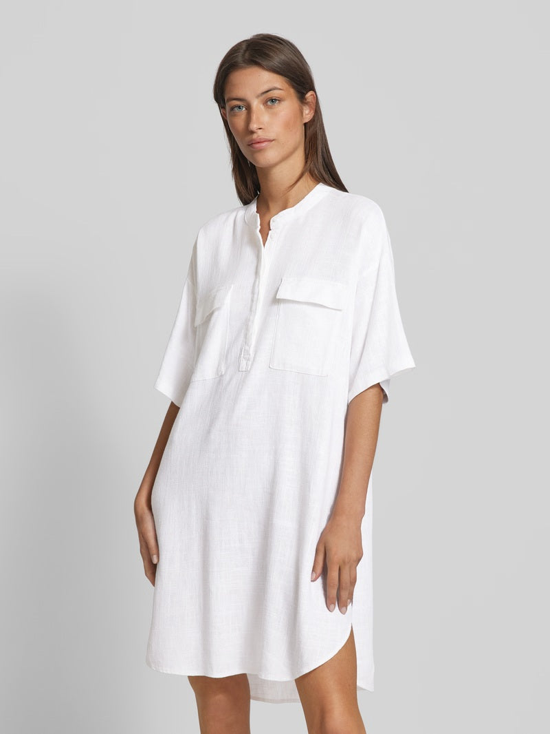 VERO MODA Women's linen tunic with short sleeves, white