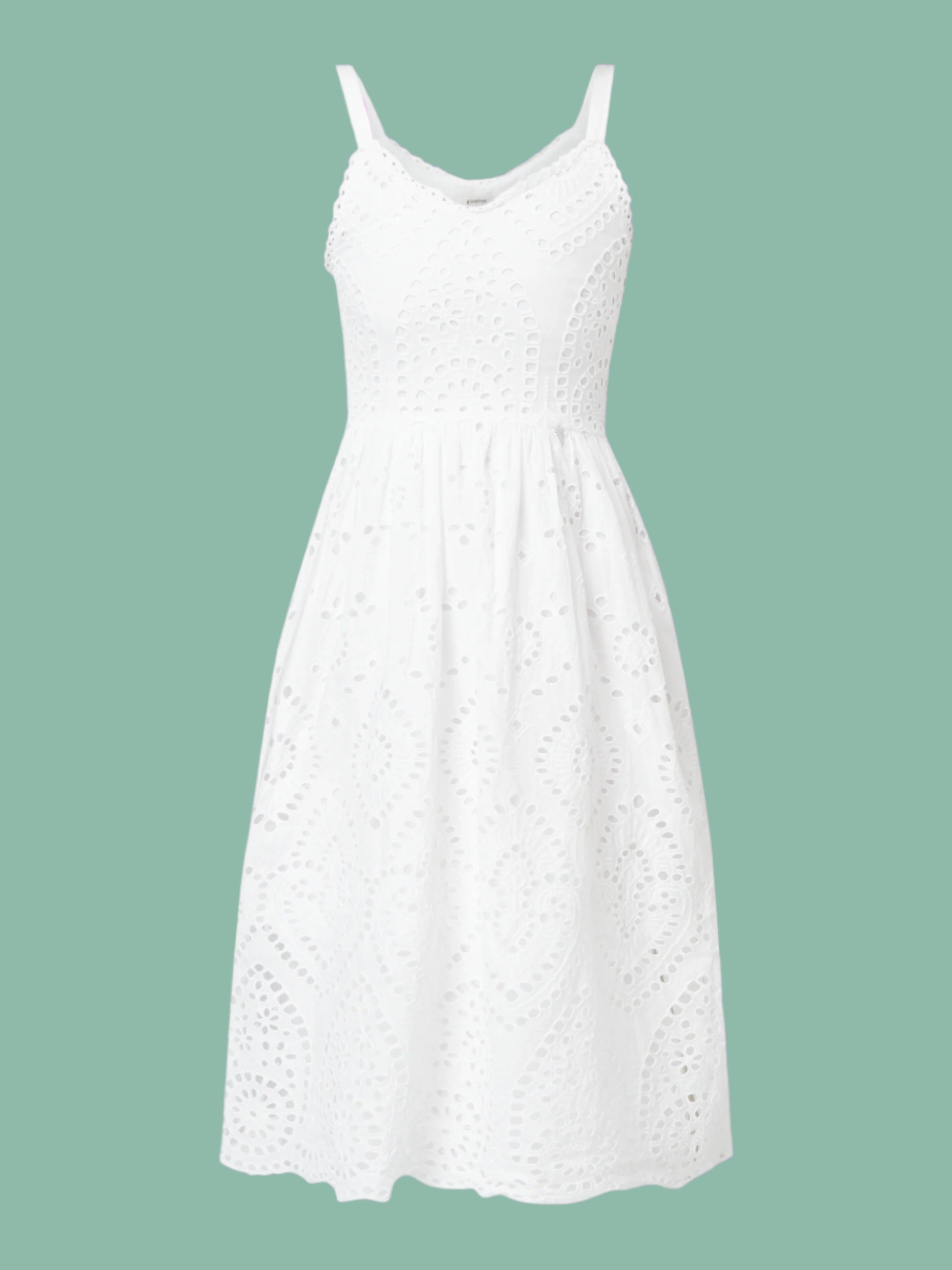 Rich &amp; Royal Women's cotton dress with embroidery, white