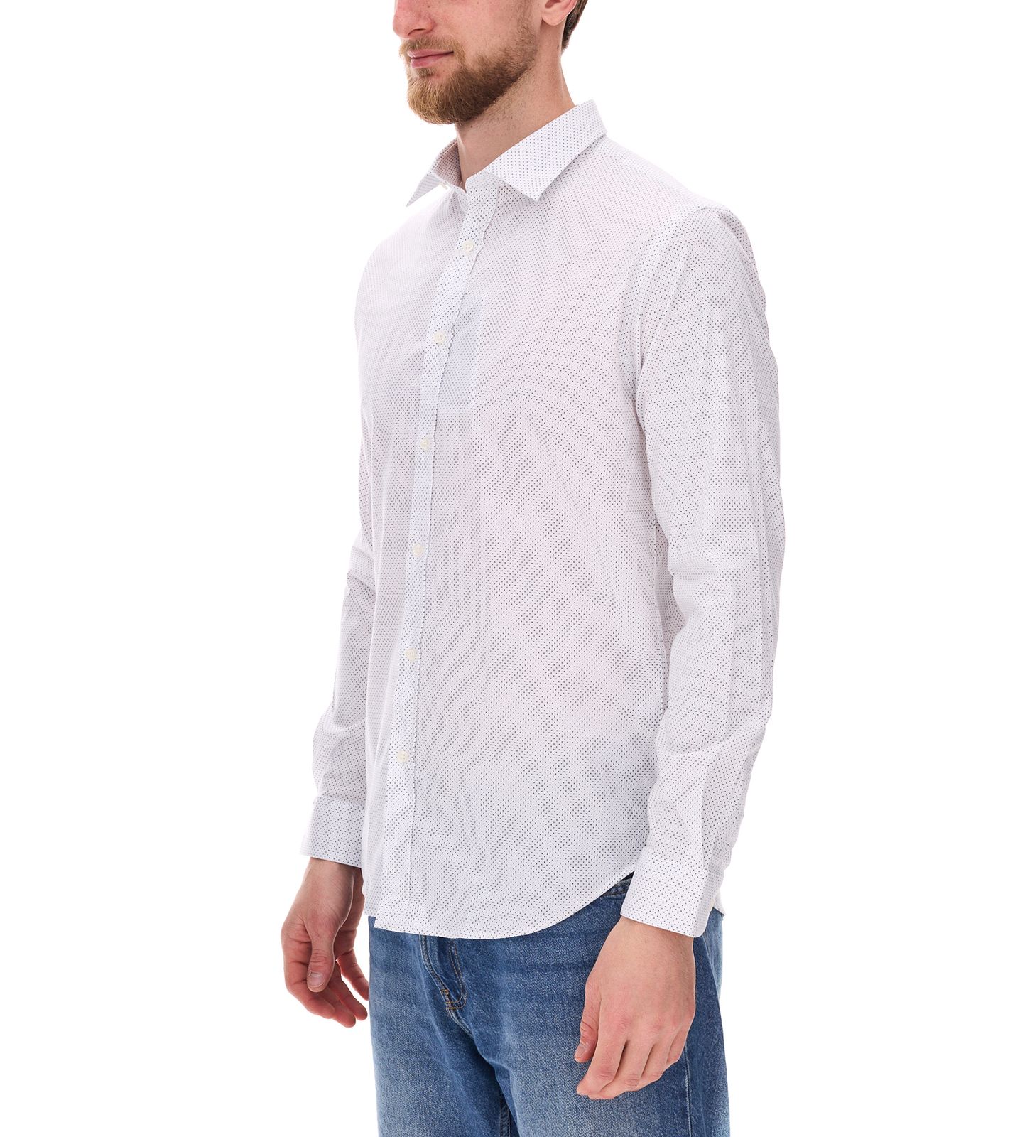 Steffen Klein Men's cotton shirt, white with dots