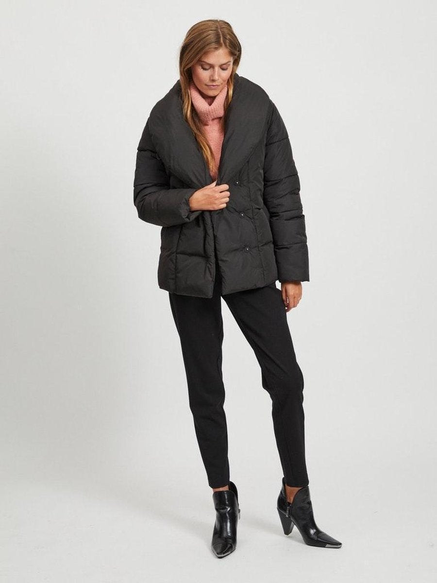Vila, Women's padded winter jacket with belt, black