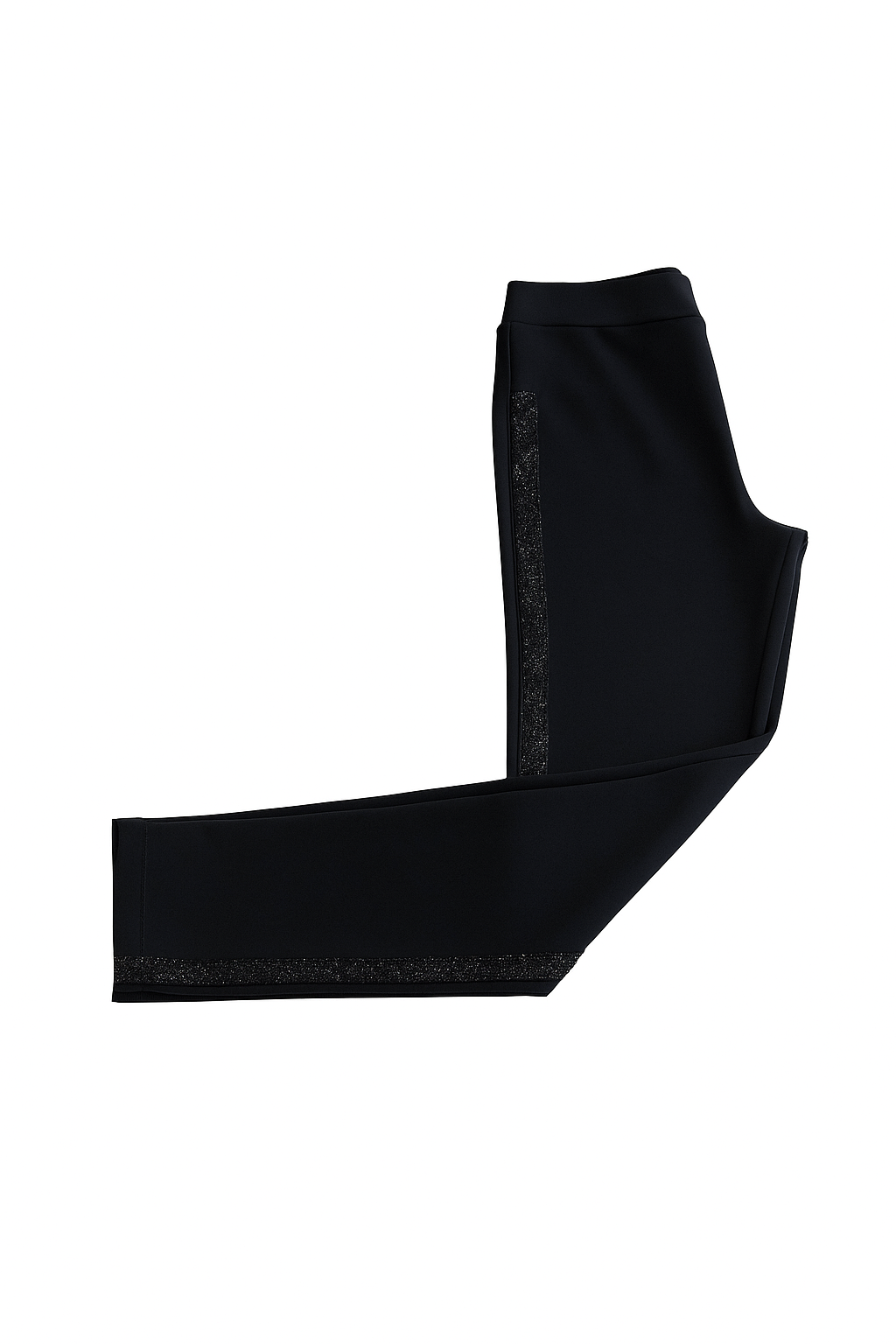 Children's cotton elastic jeans with shiny trim, black