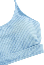 Zaful Two-piece swimsuit, ribbed bustier, light blue