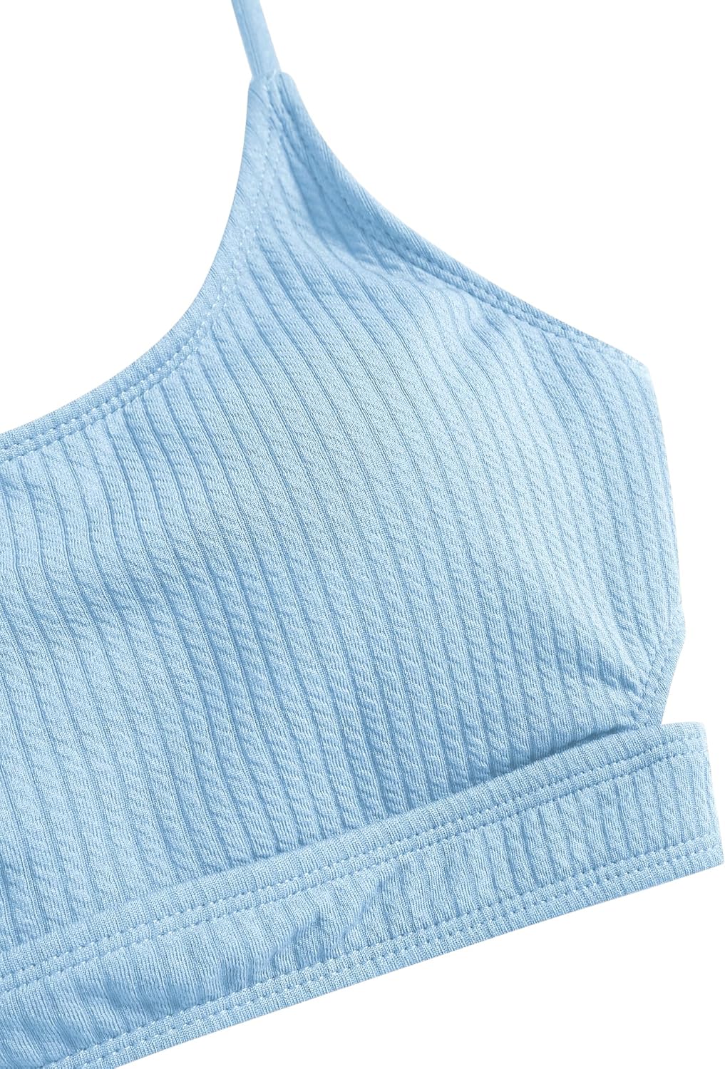 Zaful Two-piece swimsuit, ribbed bustier, light blue