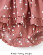 PatPat short-sleeved baby dress, pink with dots