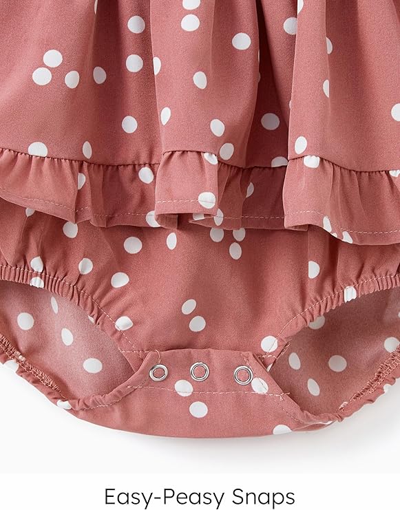 PatPat short-sleeved baby dress, pink with dots