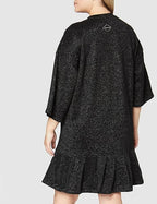 Replay Women's Maxi cotton spring-summer dress, black with gold thread