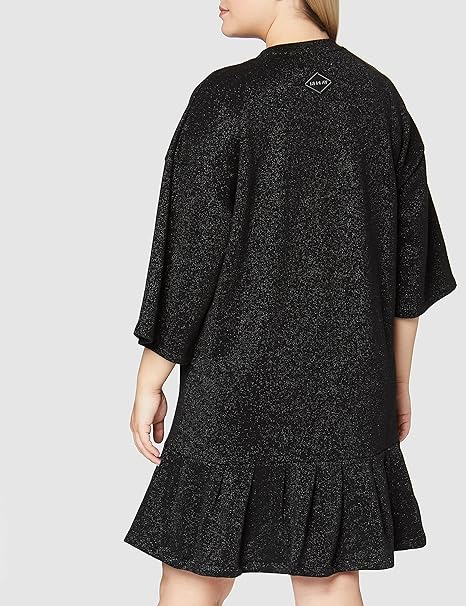 Replay Women's Maxi cotton spring-summer dress, black with gold thread