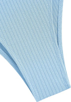 Zaful Two-piece swimsuit, ribbed bustier, light blue