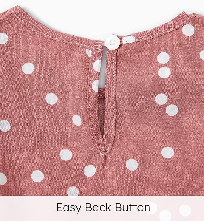 PatPat short-sleeved baby dress, pink with dots