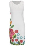 Desigual Women's lace short dress, white with flower print