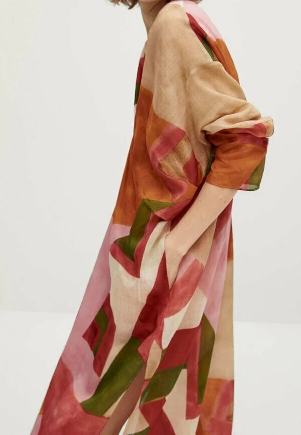 FCZZ Women's Kimono Maxi Dress, Multicolored