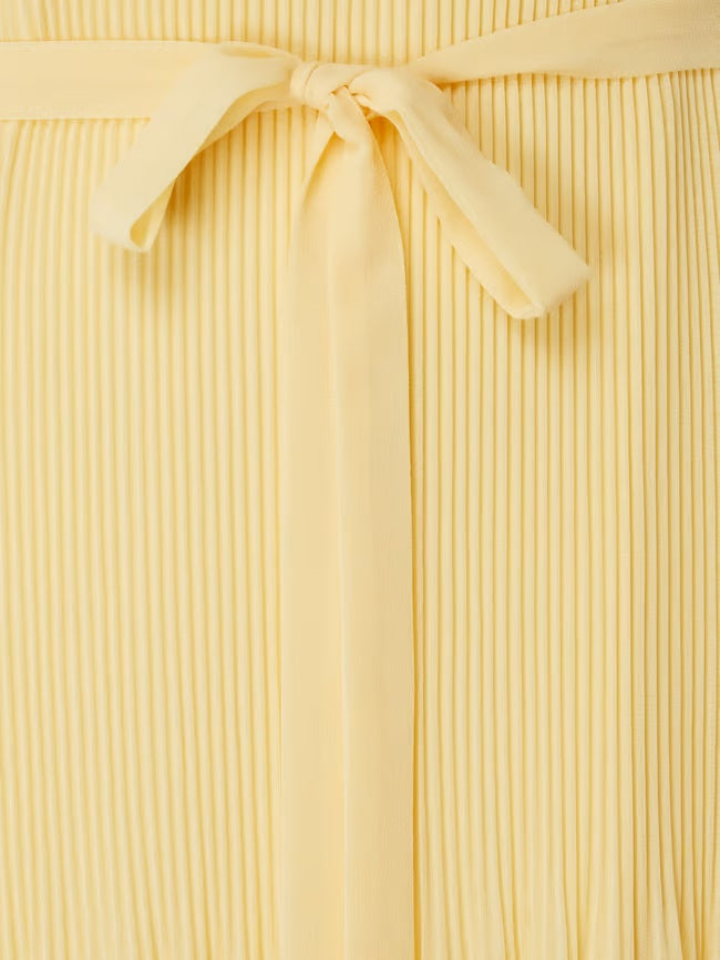 Set Summer pleated mid-length dress, yellow
