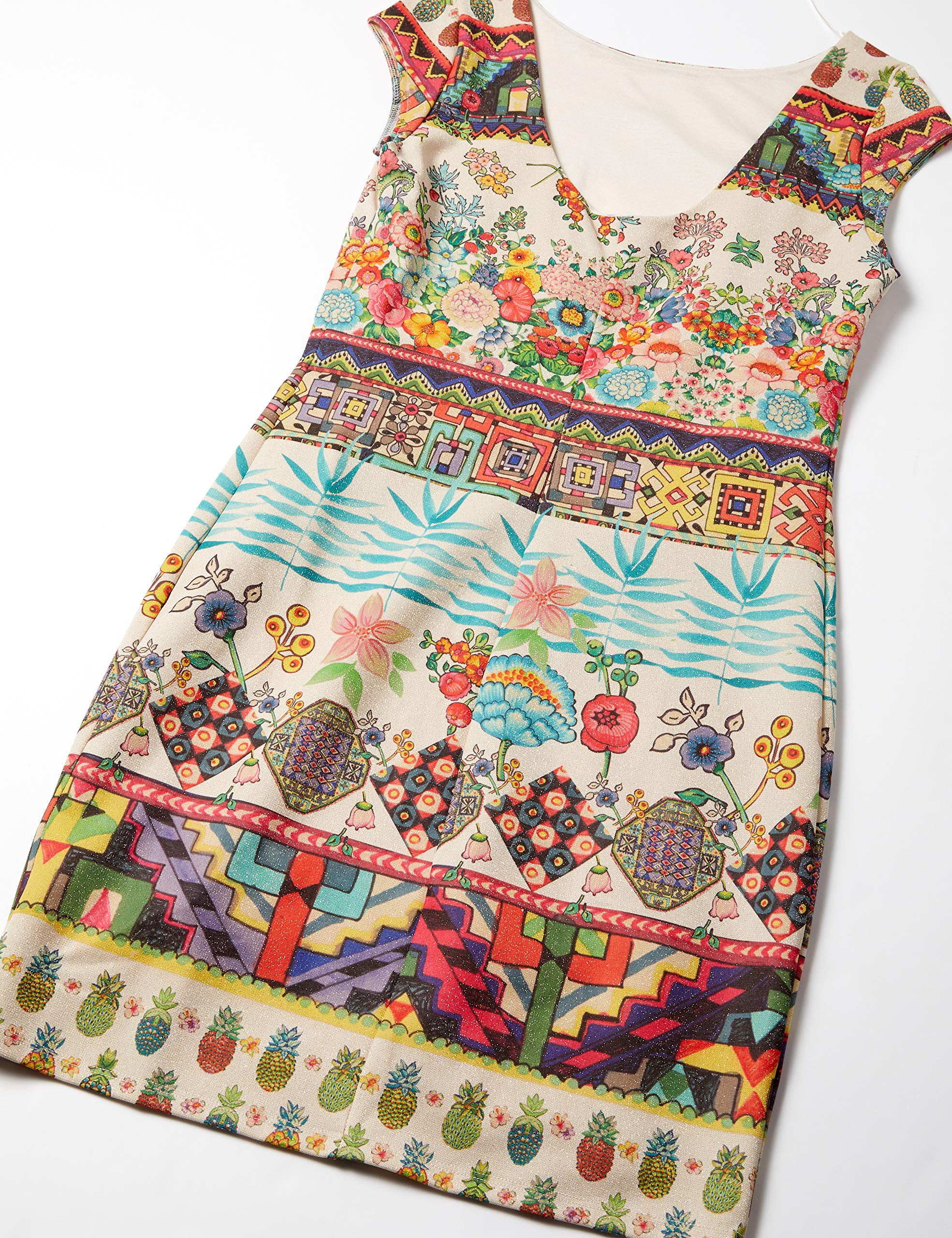 Desigual Women's cotton short dress, white with print
