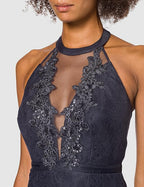 Vera Mont Evening dress with lace, dark blue