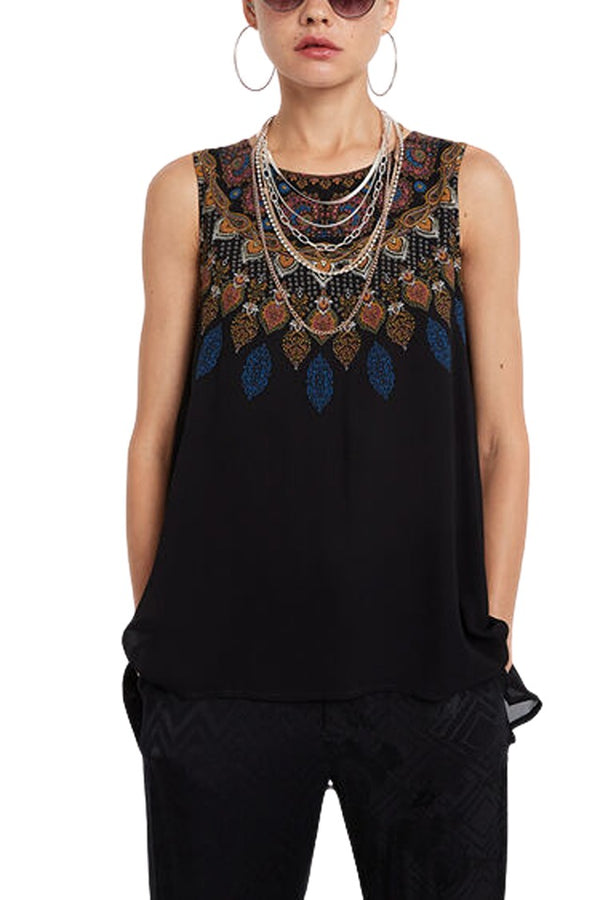 Desigual Borneo Дамска блуза, черна с щампа